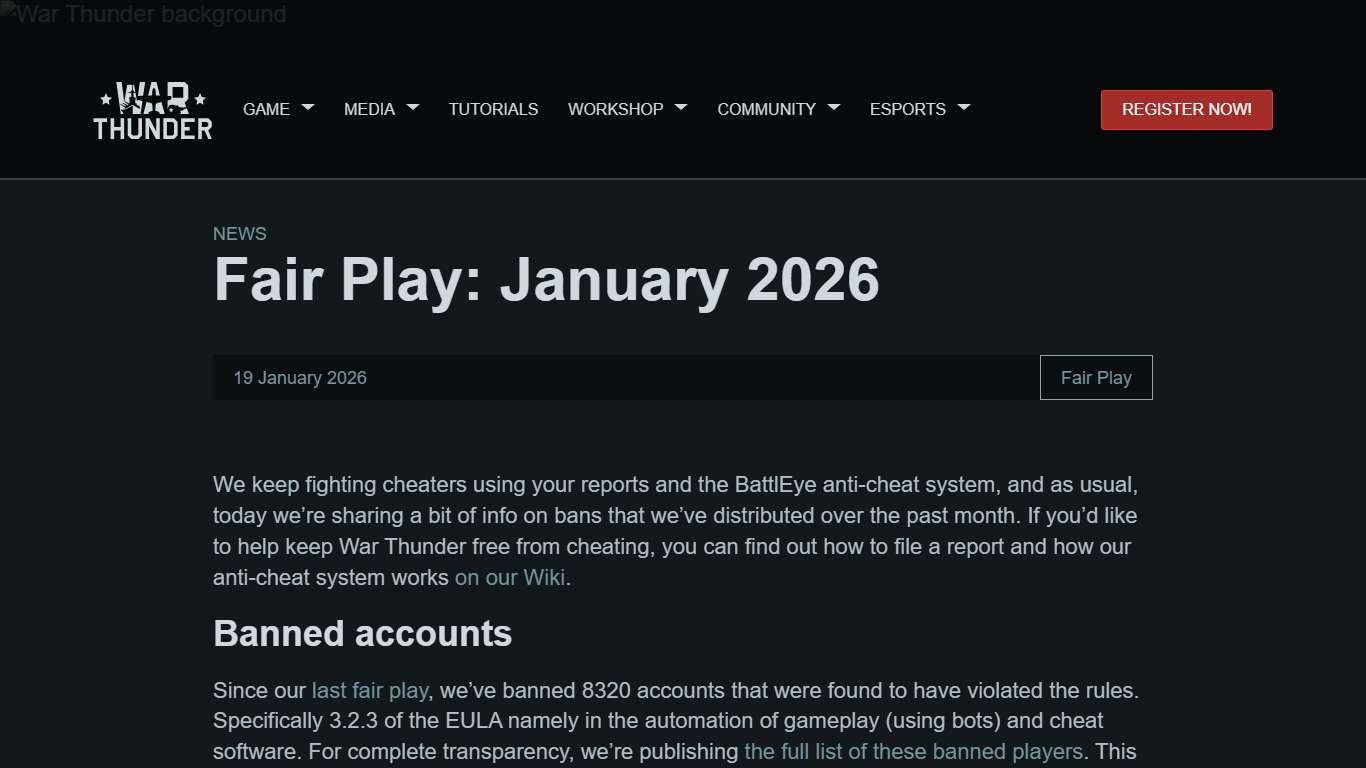 [Fair Play] Fair Play: January 2026 - News - War Thunder