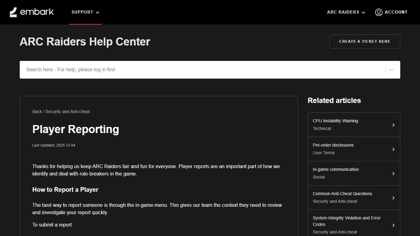 Player Reporting - Help Center